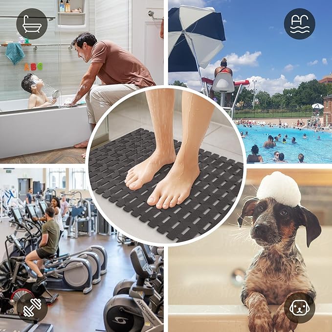 Bathtub Mat Non Slip - for Inside Bath Tub & Shower, Thick & Soft Textured Surface, Fast Drain, No Pooling Water for Better Hygiene, Bathroom Accessories, 27x16 Inch, Dark Gray, Matace