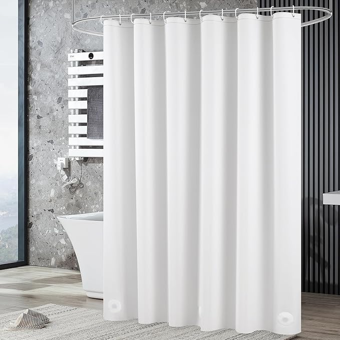 UFRIDAY White Shower Stall Curtain Liner Premium PEVA 36 x72 inch,Heavy Duty Shower Curtain with 2 Weighted Magnets, Small Size Waterproof Bath Curtains with 6 Hooks