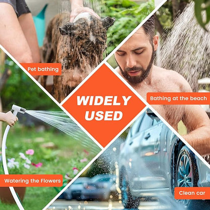 Portable Camping Shower Outdoor Camp Shower Pump,Upgrade Rechargeable Electric Shower Pump with Intelligent Digital Display Multiple Spray Modes for Camping, Hiking, Traveling,RV