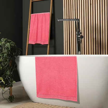 Cotton 2 Pack Oversized Bath Towel Set 28x55 inches, Large Bath Towels, Ultra Absorbant Compact Quickdry & Lightweight Towel, Ideal for Gym Travel Camp Pool - Coral Orange