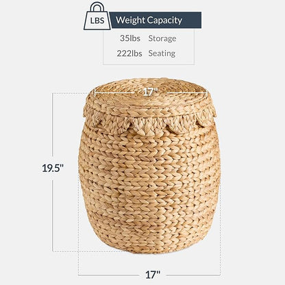 Best Choice Products Scalloped Multipurpose Hyacinth Storage Basket, Plant Décor, Handwoven Organizer Tote for Bedroom, Living Room, Nursey, w/Lid - Natural