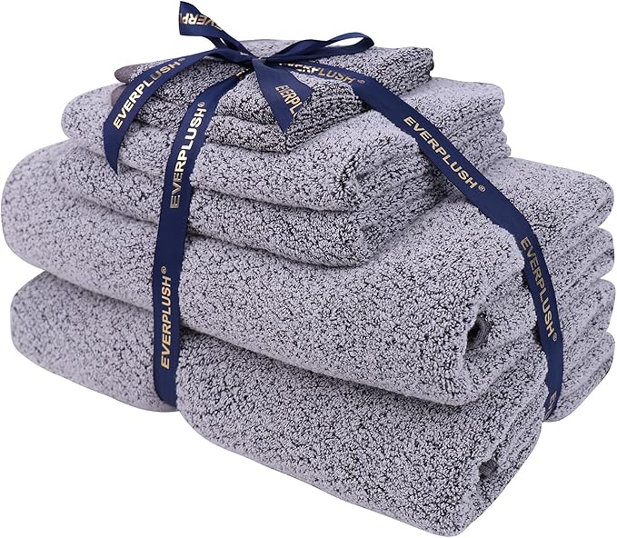 Everplush Diamond Collection 6-Piece Bath Sheet Towel Set, Soft Plush Jacquard Luxury Bath Towels,Highly Absorbent & Fast-Drying Luxury Towels Sets for Bathroom,Shower, or Spa (Grey, Bath Sheet 6PK)