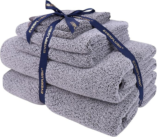 Everplush Diamond Collection 6-Piece Bath Sheet Towel Set, Soft Plush Jacquard Luxury Bath Towels,Highly Absorbent & Fast-Drying Luxury Towels Sets for Bathroom,Shower, or Spa (Grey, Bath Sheet 6PK)
