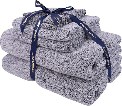 Everplush 6-Piece Premium Bath Towel Set – Plush Jacquard Luxury Towels, Highly Absorbent & Quick-Drying, with Bath Sheets, Hand Towels & Washcloths for Bathroom/Travel