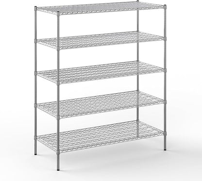 21" Deep x 54" Wide x 64" Height Wire Shelving Kit | 5-Tier | NSF Commercial Storage Rack Unit