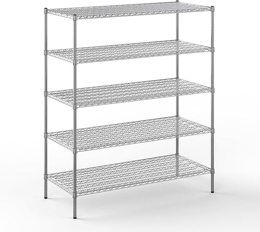 21" Deep x 54" Wide x 64" Height Wire Shelving Kit | 5-Tier | NSF Commercial Storage Rack Unit
