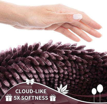 Yimobra Chenille Bathroom Rugs Non Slip, Extra Thick Soft Absorbent Bath Rug, Machine Washable Quick Dry Bath Mat for Bathroom Floor, Tub and Shower, Home Decor Accessories, 24x17, Purple Grey