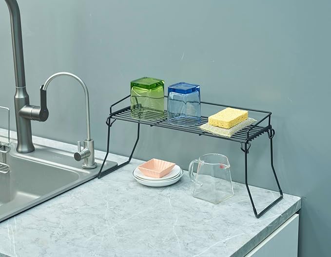 Metal The Sink Vanity Organizer 2 Pack, Bathroom or Kitchen Sink Organizer, Feminine Products Organizer (2 Black)