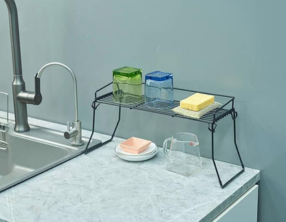 Metal The Sink Vanity Organizer 2 Pack, Bathroom or Kitchen Sink Organizer, Feminine Products Organizer (2 Black)