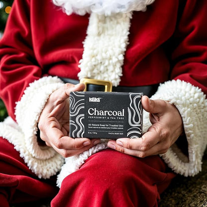 Keika Charcoal Black Soap Bar for Eczema, Psoriasis, Face, Body, Men Women Teens with Oily Skin, 5 oz.