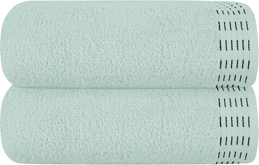 Cotton 2 Pack Oversized Bath Towel Set 28x55 inches, Large Bath Towels, Ultra Absorbant Compact Quickdry & Lightweight Towel, Ideal for Gym Travel Camp Pool - Sea Green