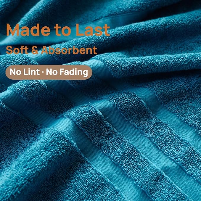 Cotton Bath Towel – Large 30x60 Inches, Soft, Thick & Absorbent Towel for Bathroom, Spa, or Home Use (Blue, 2 Pack – 30"x60")