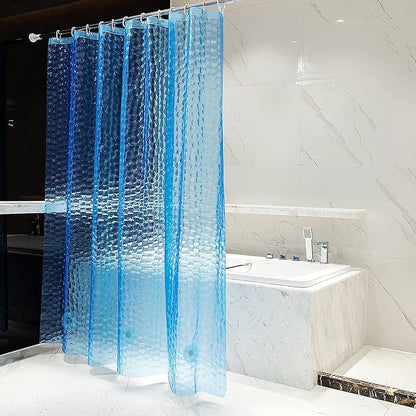 Bostofy Waterproof Shower Curtain Liner EVA Thick Shower Curtain with Heavy Duty 3 Bottom Magnets, Shower Liner for Shower Stall, Bathtubs, 3D Pebble Pattern, 72 x 72,12 Hooks