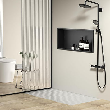 Stainless Steel Shower Niche 30" X 12" Matte Black No Tile Needed Horizontal Niche Shower Recessed Wall Niches for Bathroom Storage Over Mount Installation
