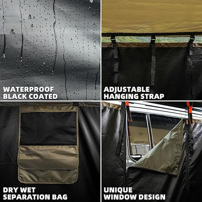 Vehicle Side Shower Room with Roof, 3.3ft x 3.3ft Privacy Shelter Restroom, Car Side Shower Room, Portable Shower Tent for Camping