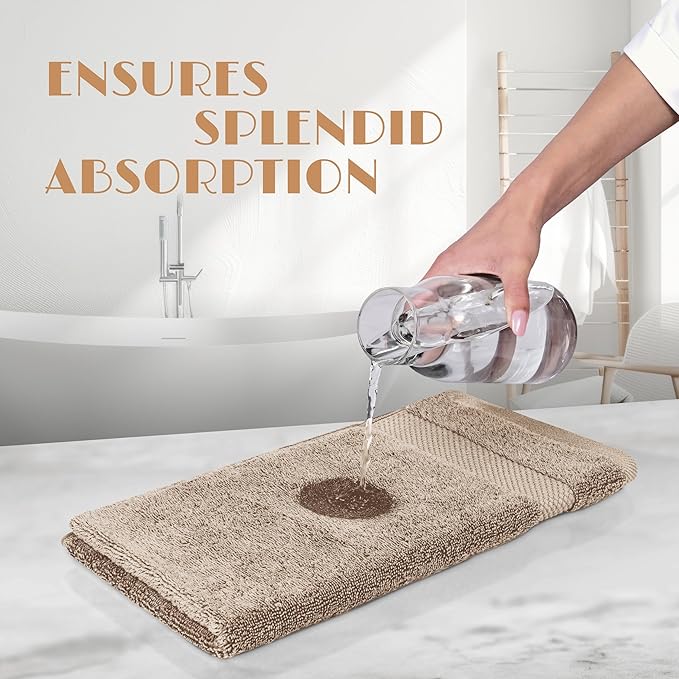 White Classic Taupe Hand Towels for Bathroom [6 Pack] Cotton Hand Towel Bulk for Gym, Kitchen and Spa, 16x27 Inches Soft Highly Absorbent Quick Dry Terry Salon Towels