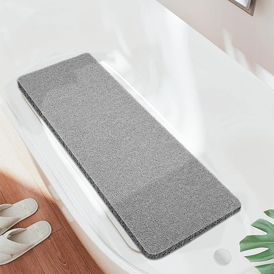 Joyhalo Anti Slip Shower Mat - 47'' x 16'' Non Slip Bath Mat for Elderly, PVC Loofah, Grey