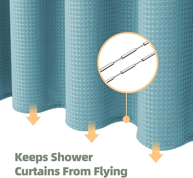 LaCyan 3 in 1 Waterproof Waffle Weave Shower Curtain and Clear Liner Set with 12 Stainless Steel Hooks Double Sided for Bathroom 72 Inches Heavy Duty Polyester Fabric Shower Curtains 72x84