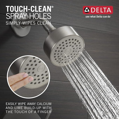 Delta Faucet Modern Brushed Nickel Tub and Shower Trim Kit, Shower Faucet with Single-Spray Touch-Clean Shower Head, Stainless T14459-SS-PP (Valve Not Included)