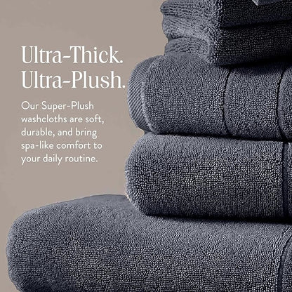 Brooklinen Super-Plush Turkish Cotton Washcloths - Set of 2 - Cotton, 820 GSM, Highly Absorbent, Machine Washable, Perfect for Home & Bathroom (13" x 13", Graphite Grey)