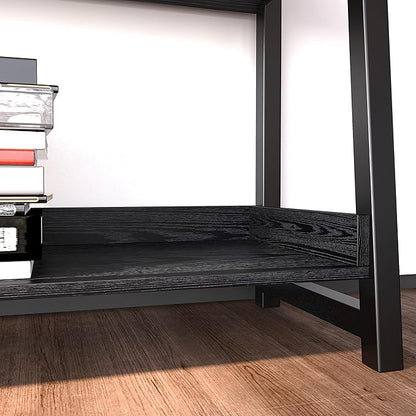 IRONCK Industrial Bookshelf 5-Tier 31.5 in Wide, Bookcase Ladder Shelf, Storage Shelves Rack Shelf Unit, Accent Furniture Metal Frame, Home Office Furniture for Bathroom, Living Room