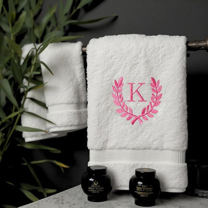 Decorative and Monogrammed Hand Towels for Bathroom Kitchen Makeup | Personalized Gift for Wedding-Bridal | Roman Font Custom Luxury Turkish Towel | Spa Collection, Oversized, 16 X 30 Inch, Set of 2