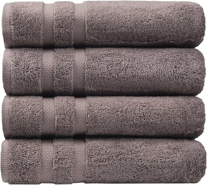 SOFE H&L | Olea Luxury Cotton Turkish Bath Towels Set of 4 Dark Gray | Premium, Soft, Durable, Absorbent | Hotel Quality Plush Towels and Thick Towel Sets