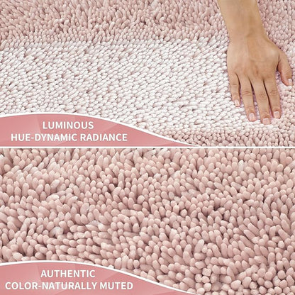 Yimobra Long Bathroom Rug Non Slip 44x24 Inch, Extra Thick Soft Absorbent Chenille Bath Mat, Machine Washable Quick Dry Bath Rugs for Bathroom Floor, Tub and Shower, Home Decor Accessories, Pink