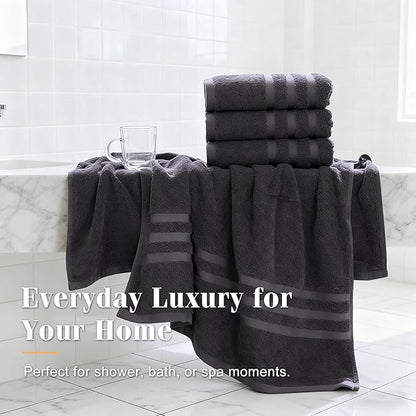 Cotton Bath Towel – Large 30x60 Inches, Soft, Thick & Absorbent Towel for Bathroom, Spa, or Home Use (Gray, 4 Pack – 30"x60")
