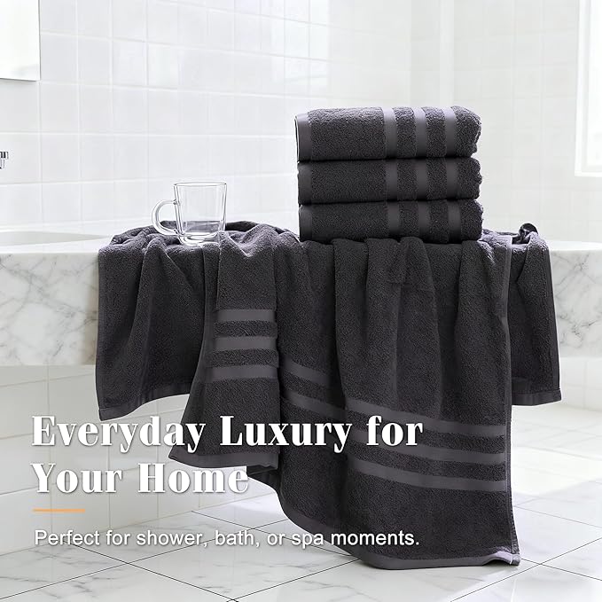 Cotton Bath Towel – Large 30x60 Inches, Soft, Thick & Absorbent Towel for Bathroom, Spa, or Home Use (Gray, 2 Pack – 30"x60")