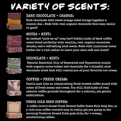Bluebyrd Gourmet Assorted Handmade Soap Bars for Women & Men | Large, 25 oz Gift Set of 5 Natural Cleansing Bars - Chocolate Orange, Coffee, Mocha, Mint Chocolate | Vegan Soap Gift (Gourmet)