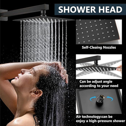 Aolemi Shower Faucet Set Rain Shower System with Handheld Spray Bathroom Shower Combo Rough-in Valve and Shower Trim Kit Included Oil Rubbed Bronze 8 Inch Wall Mount Shower Head