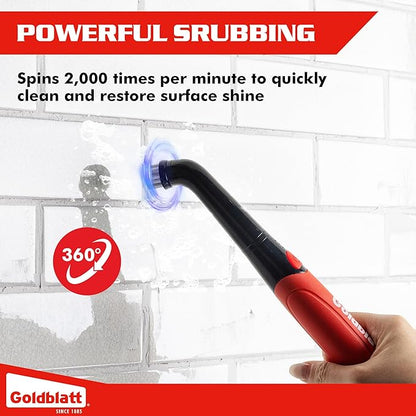 Goldblatt Electric Spin Scrubber Cordless 18-Piece Kit, Power Scrubber with Battery Indicator Light, IPX6 Waterproof, Electric Cleaning Brush for Grout, Tile, Bathroom, Kitchen Cleaning
