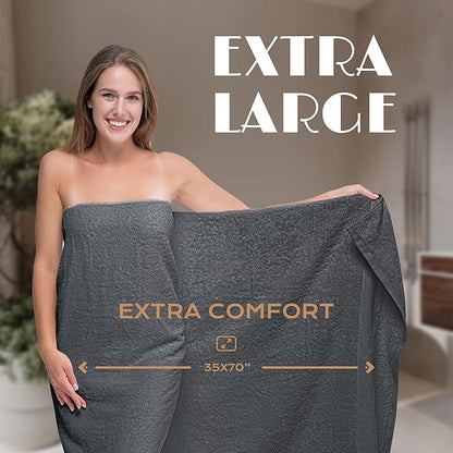 White Classic Luxury Soft Bath Sheet Towels - 650 GSM Cotton Luxury Bath Towels Extra Large 35x70 | Highly Absorbent and Quick Dry | Hotel Quality Extra Large Bath Towels Oversized, Dark Gray, 2 Pack