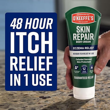 O’Keeffe’s Skin Repair Eczema Relief Body Cream, 7oz Tube (Pack of 1) – 48 Hour Itch Relief in One Use