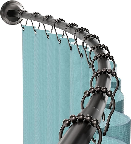 Zenna Home Curved Shower Curtain Rod, No Drill, 50-72 Inch Adjustable Tension Shower Rod for Bathroom, Rustproof, 1-Inch Diameter, Non Slip, Easy Install, Adds Space in Shower, Bronze