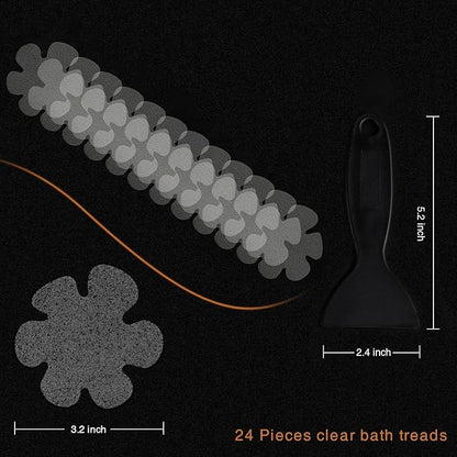 Original 24PCS Upgraded Gentle Bathtub Stickers Non-Slip, Safety Shower Treads Adhesive Appliques with Premium Scraper