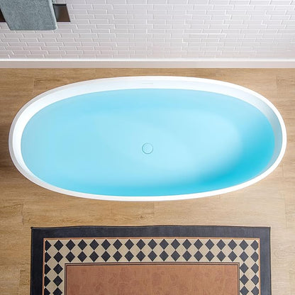 WOODBRIDGE 61 in. x 30.75 in. Stone Resin Luxury Contemporary Solid Surface Freestanding Bathtub in Matte White