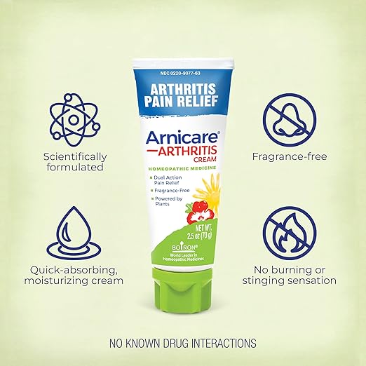 Boiron Arnicare Arthritis Cream Pump for Pain Relief of Knees, Hands, Wrists, Elbows, Joints & Muscles – Quickly Absorbed & Fragrance-Free – 4.2 oz
