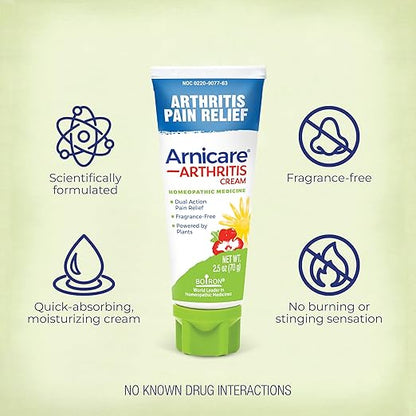 Boiron Arnicare Arthritis Cream Pump for Pain Relief of Knees, Hands, Wrists, Elbows, Joints & Muscles – Quickly Absorbed & Fragrance-Free – 4.2 oz