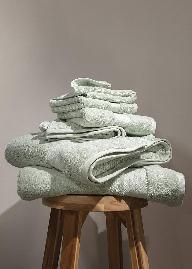 Fabdreams 100% Organic Cotton Bath Towel Set of 6 700 GSM Hotel Premium Plush Absorbent Soft Durable Skin-Friendly Spa Quality Bathroom Comfort with 2 Bath 2 Hand Towels and 2 Wash Cloths Green