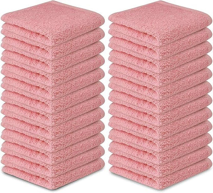 Softolle 100% Cotton Washcloths 24 Pack (12x12 Inches) Soft, Highly Absorbent Washcloth, Face Towels, Wash Cloths for Face, Ring Spun, Bulk Pack (Pink, 60 Pack)