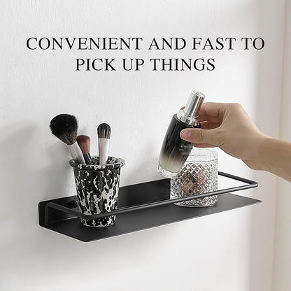 Metal Wall Shelf, Metal Floating Shelf, Black Floating Shelf, Small Shelf for Wall, Display Shelves for Bathroom Bedroom Kitchen (Black, 20Inch)