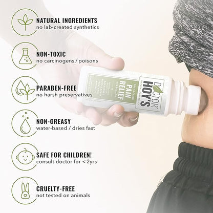 DOCTOR HOY'S Natural Pain Relief Gel, Water Based with Arnica, Anti-Inflammatory, Clean, Safe and Effective Natural Pain Relief, 3 oz. Roll-On, 3pk