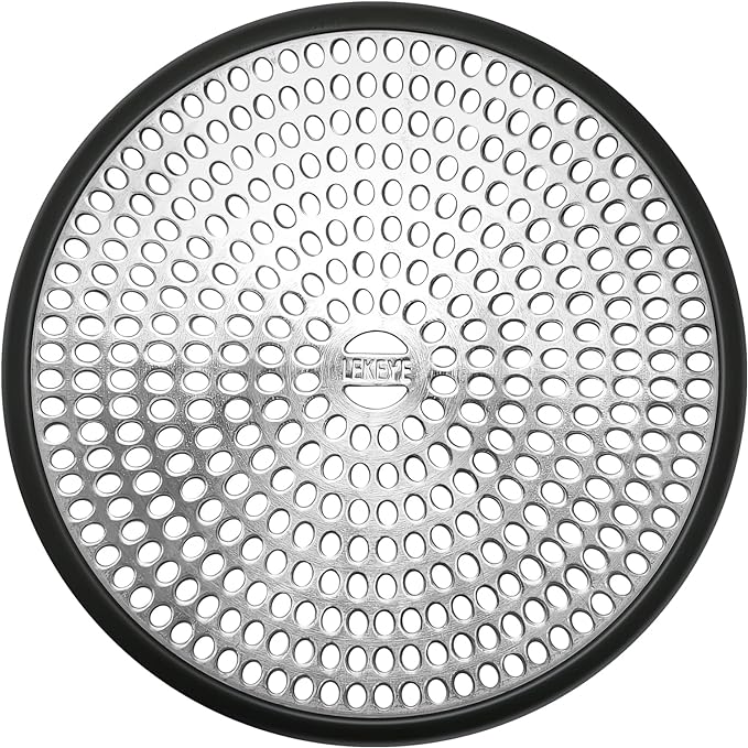 LEKEYE Shower Drain Hair Catcher | Strainer | Shower Stall Drain Cover | Bathroom Drain Protector Stainless Steel and Silicone(Black)