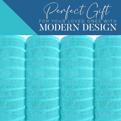 DAN RIVER Pack of 2 Bath Sheet 35x70 Inches, Ribbed Jumbo Bath Sheets for Adults, Thick and Absorbent Large Towels - Aqua