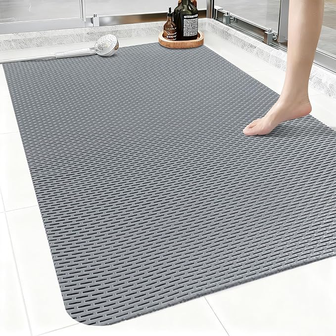 Non Slip Shower Mat: 35"x24" Extra Large Shower Mats for Inside Shower,Trimmable PVC Anti Slip Shower Stall Mats, No Odor, Quick Drying Shower Mats for Floor, Bathroom, Home, Kitchen, Hotel