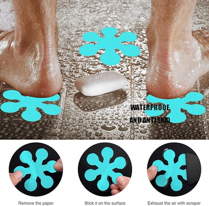 Bathtub Stickers Non-Slip, 24 PCS Safety Shower Treads Adhesive Appliques with Premium Scraper (Blue)