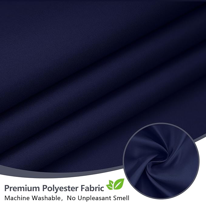 Navy Blue Fabric Shower Curtain Liner with 3 Magnets, 72 x 72 inch Waterproof Cloth Shower Liner Washable, Neutral Dark Shower Curtain for Bathroom