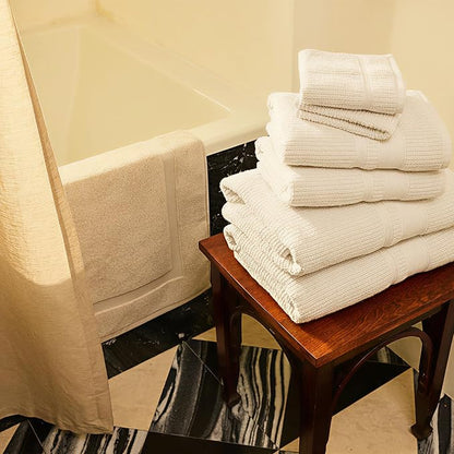 Preston Lane Douro Washcloth Set – 2 Pack Luxury Cotton Towels, Ultra Soft & Absorbent, Quick-Dry Spa-Quality Bathroom Towels, Made in Portugal, Alabaster
